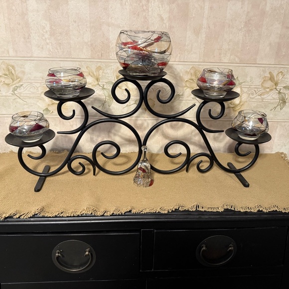 PartyLite Black and Mosaic Candle Holder Set
